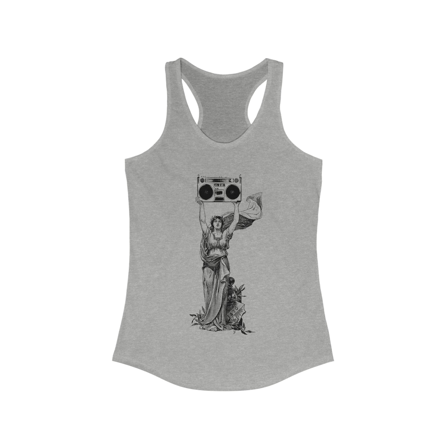 Boombox Statue Women's Ideal Racerback Tank